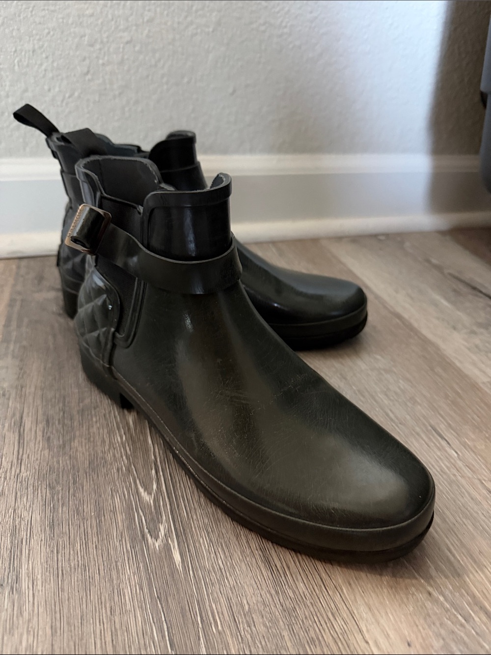 Hunter Women's Dark Blue Quilted Ankle Rain Boots